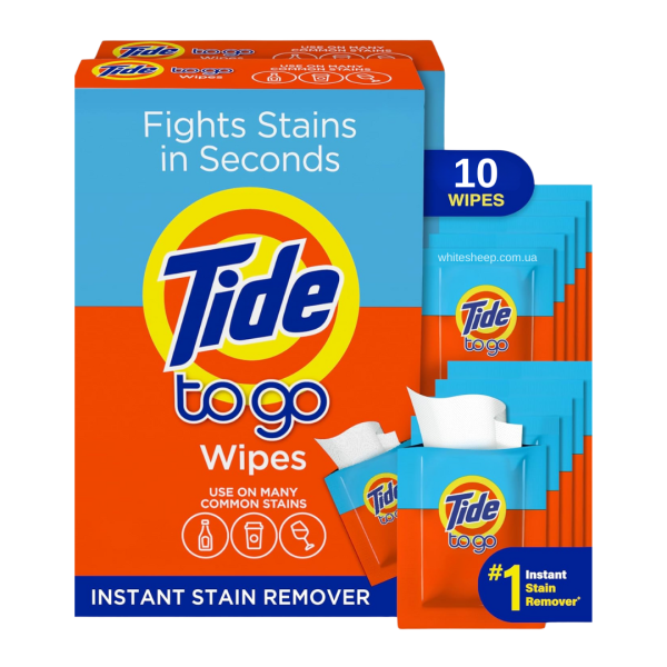 Серветки для швидкого видаляння свіжих плям Tide To Go Stain Remover Wipes for Clothes, 10 шт