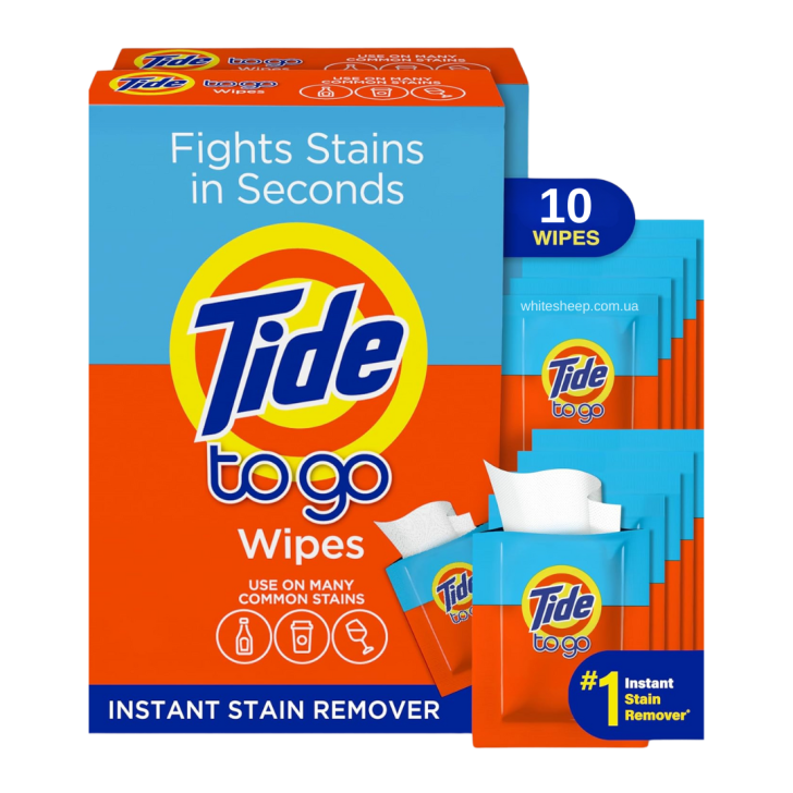Серветки для швидкого видаляння свіжих плям Tide To Go Stain Remover Wipes for Clothes, 10 шт