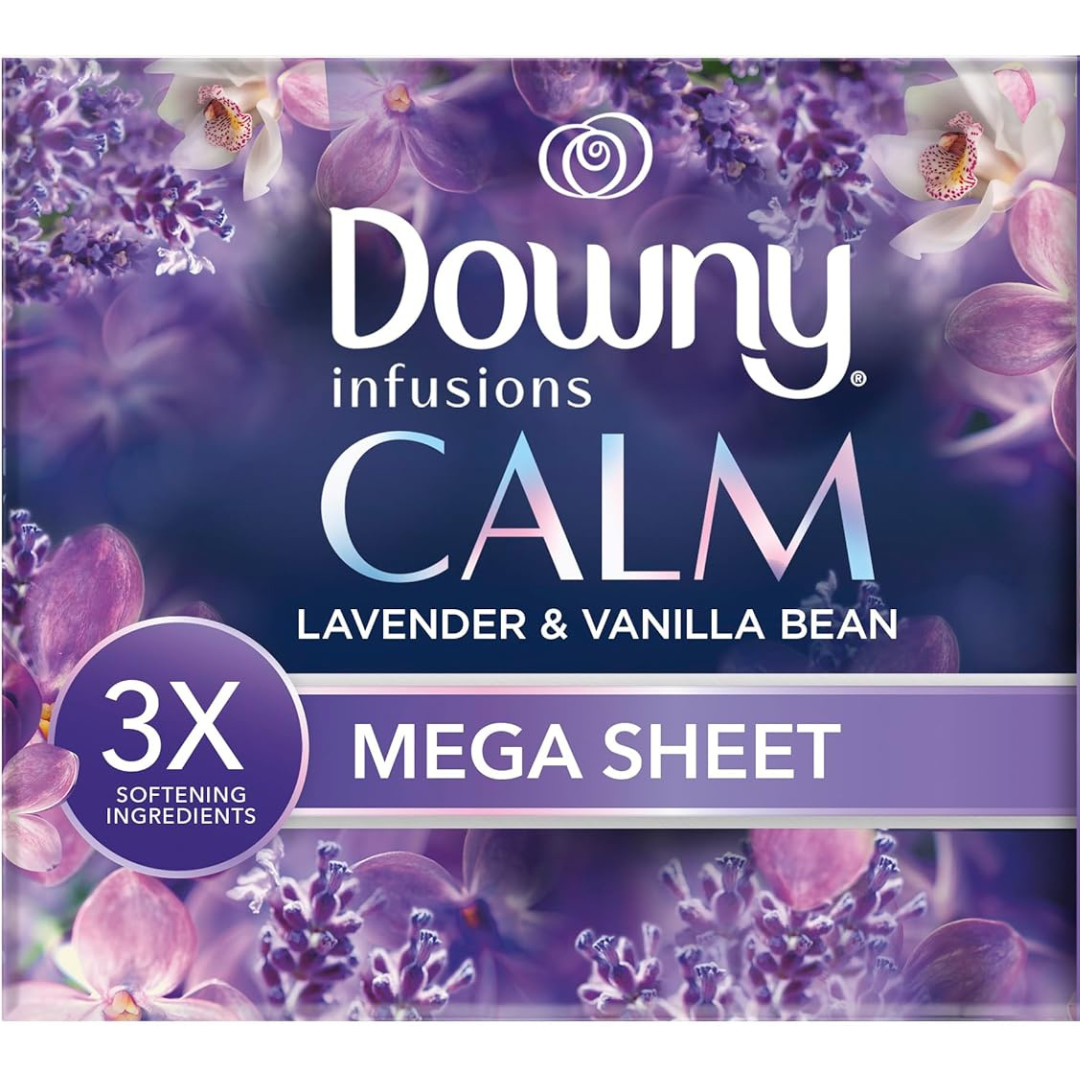 Серветки для сушильних машин Downy лаванда та ваніль Laundry Fabric Softener, CALM, Lavender and Vanilla Bean, 60 шт 