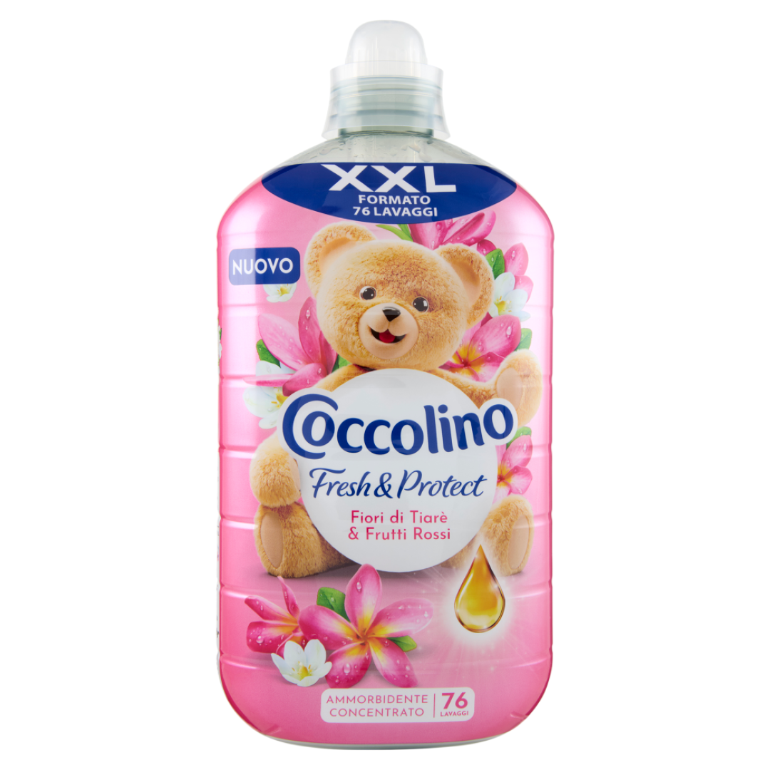 Кондиціонер для прання концентрат COCCOLINO Ammorbidente Concentrato Fresh & Protect Fiori di Tiarè & Frutti Rossi  76 прань, 1750 мл
