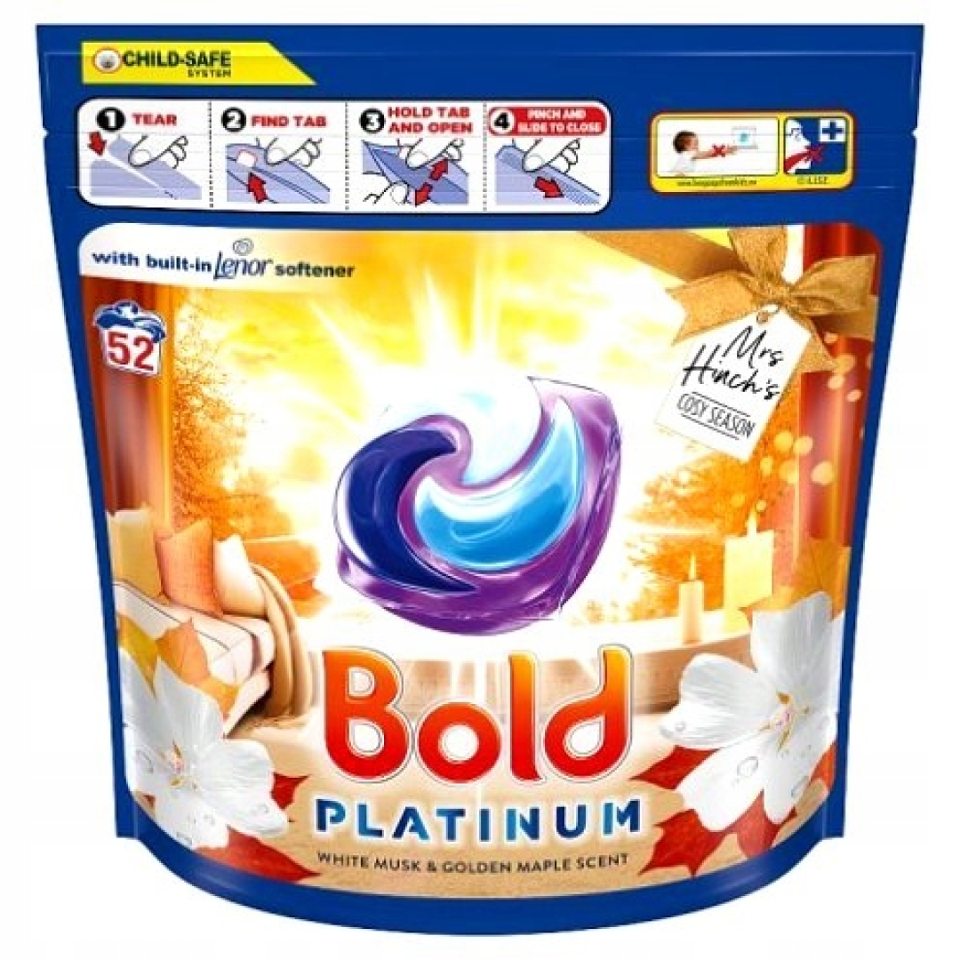 Капсули для прання універсальні Bold Platinum Mrs Hinch's білий мускус та золотистий клен, 52 шт