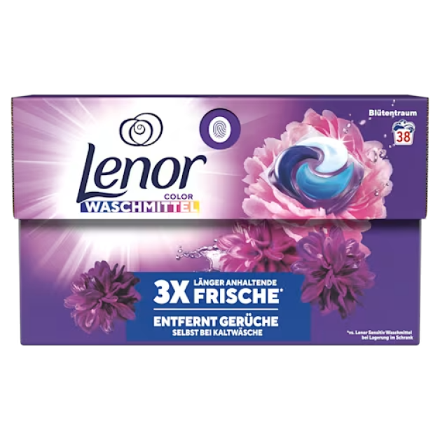 Капсули для прання кольорових речей Lenor Pods Color 3in1 мрійливі квіти, 38 шт