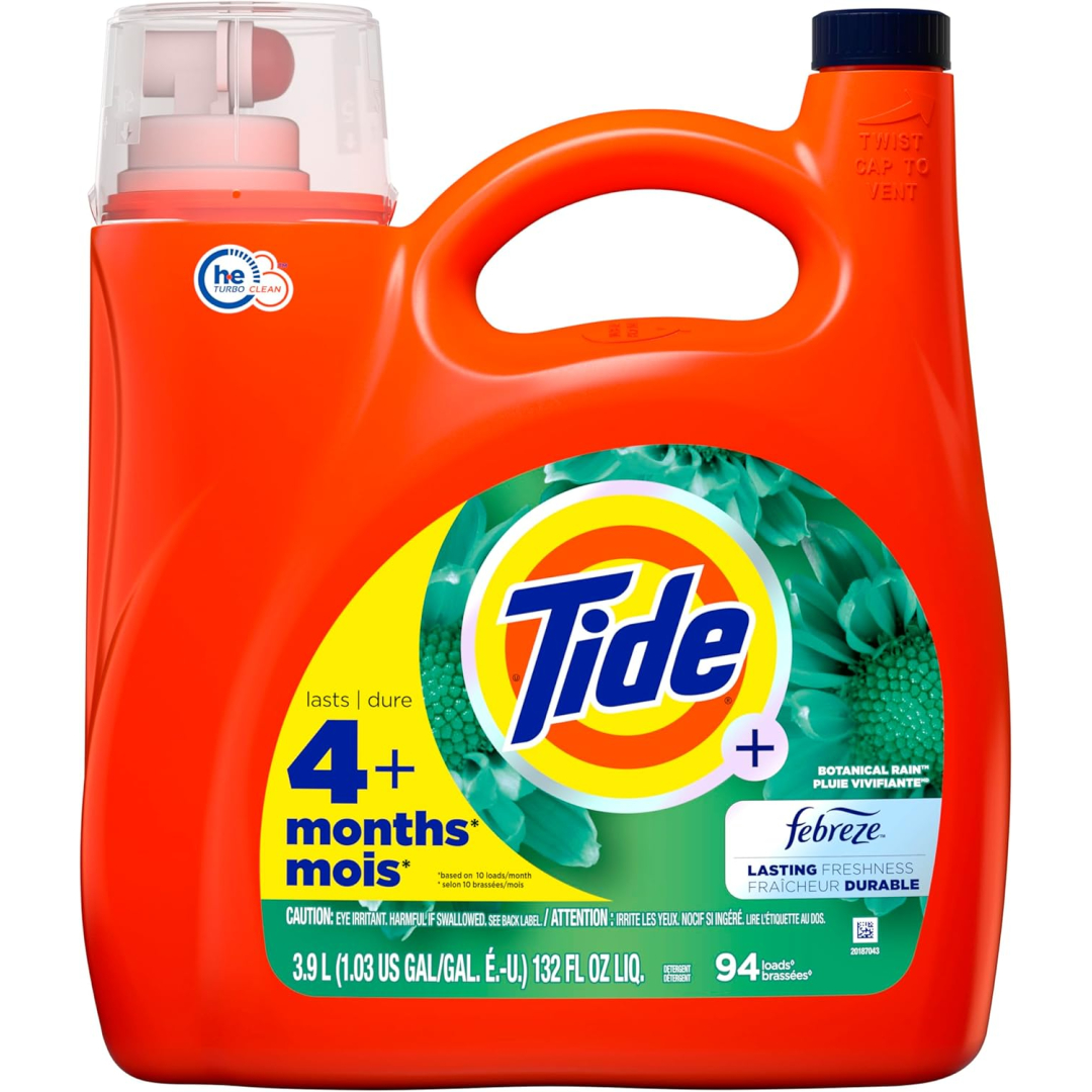 Гель для прання Tide Plus Febreze Freshness, HE Turbo Clean, Botanical Rain (94 прання), 3,9 л