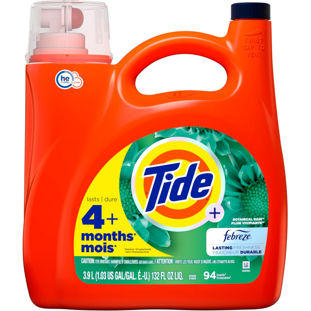 Гель для прання Tide Plus Febreze Freshness, HE Turbo Clean, Botanical Rain (94 прання), 3,9 л