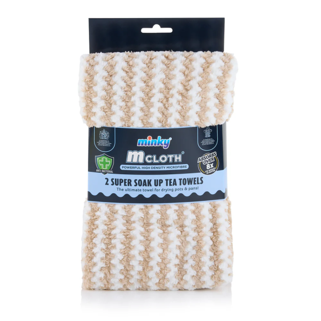 Кухонний рушник супер поглинаючий набір 2 шт бежевий 70 х 40 см Minky Mcloth® Super Soak Up Tea Towels 2 Pack - Biege