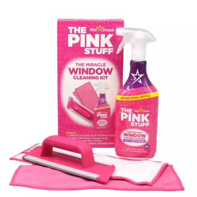 Набір для миття вікон The Pink Stuff Window Cleaning Kit (2 мікрофібри + тримач + рідина)