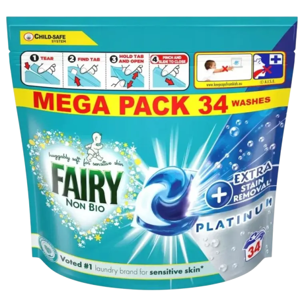 Капсули для прання дитячих речей Fairy Platinum Extra 34 шт