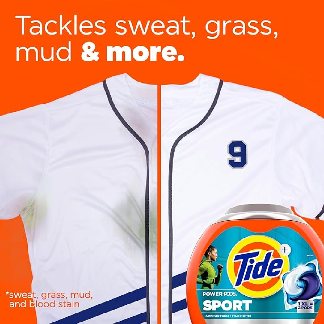 Капсули для прання збільшеного розміру Tide Power PODS Laundry Detergent Pacs with Febreze Sport, 45 шт
