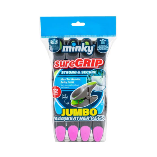 Прищіпки для білизни великого розміру Minky sureGRIP® Jumbo Pegs 12 шт