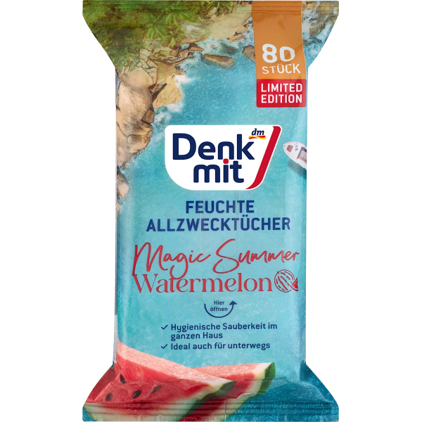 Вологі серветки універсальні з ароматом кавуна Denkmit Feuchte Allzwecktücher Watermelon, 80 штук