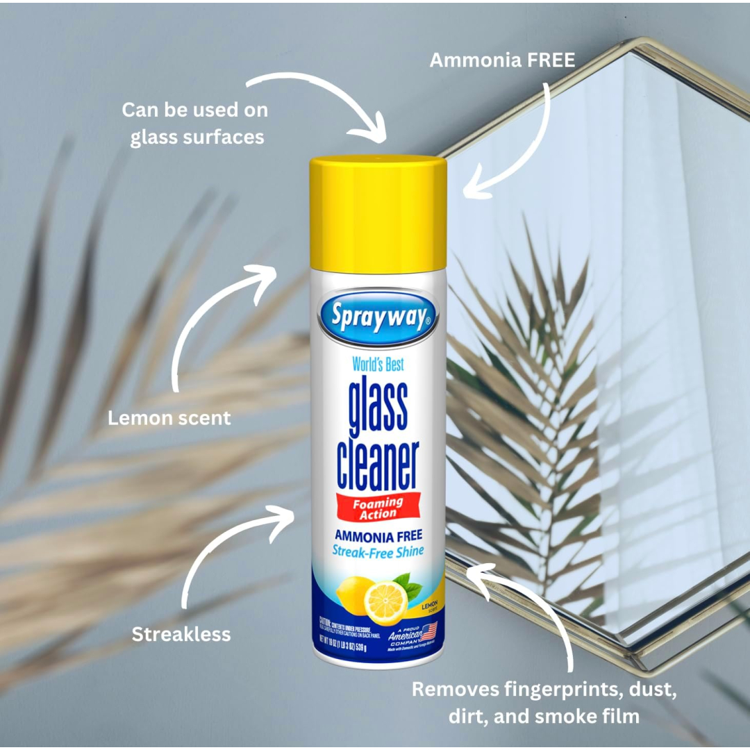 Піна для миття вікон та скляних поверхонь Sprayway Glass Cleaner Lemon Scent Foaming Aerosol Spray, 539 г