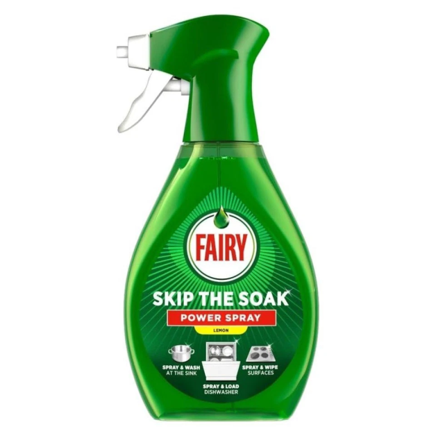 Спрей для миття посуду, плити та поверхонь від жиру Fairy Skip the Soak Dish Spray Lemon, 650 мл