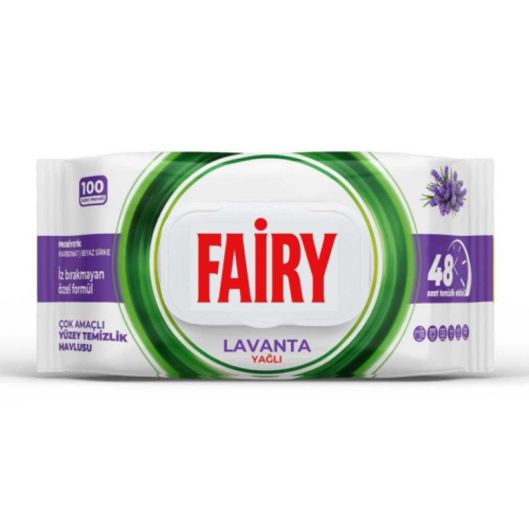 Вологі серветки для очищення Fairy Lavanta Yağlı лаванда, 100 шт
