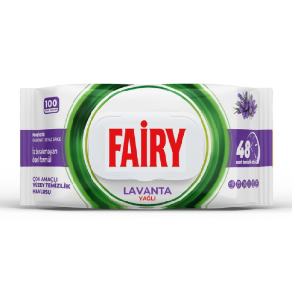 Вологі серветки для очищення Fairy Lavanta Yağlı лаванда, 100 шт