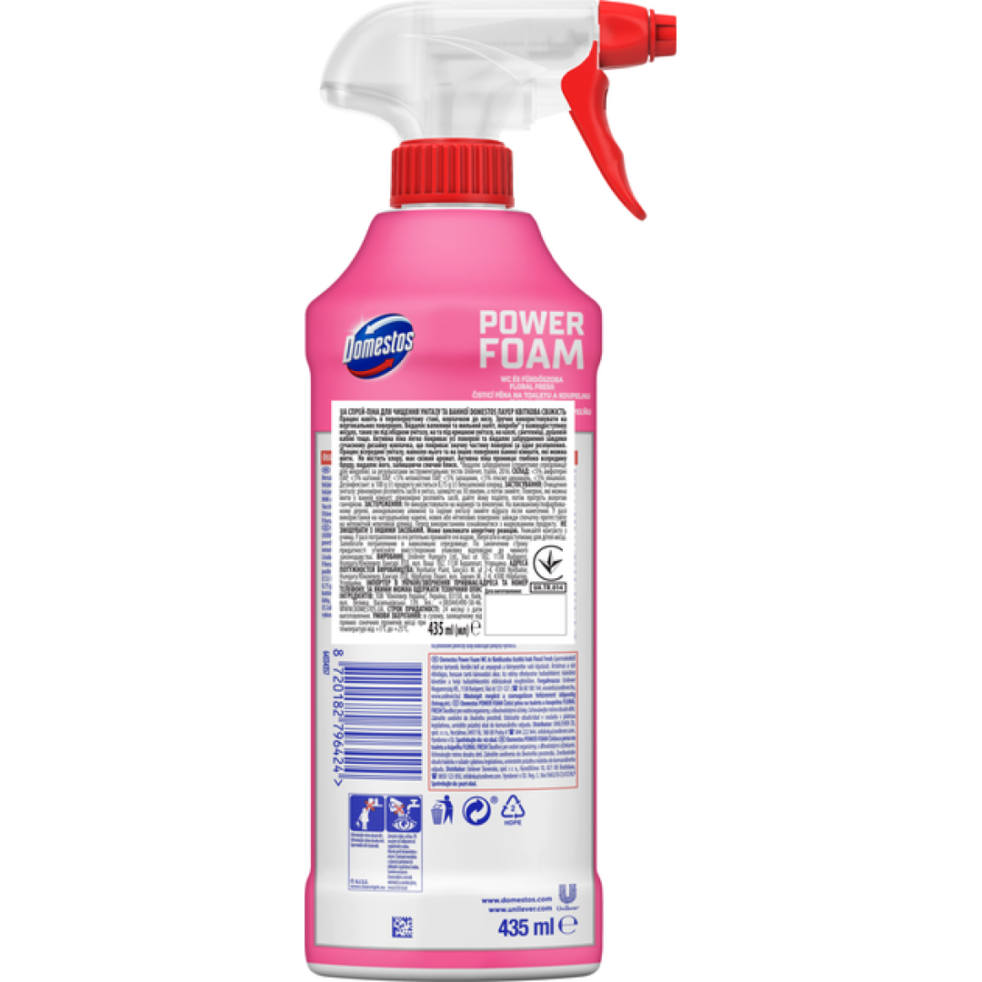 Спрей-піна для чищення унітазу та ванної Domestos Power Foam квіткова свіжість, 435 мл