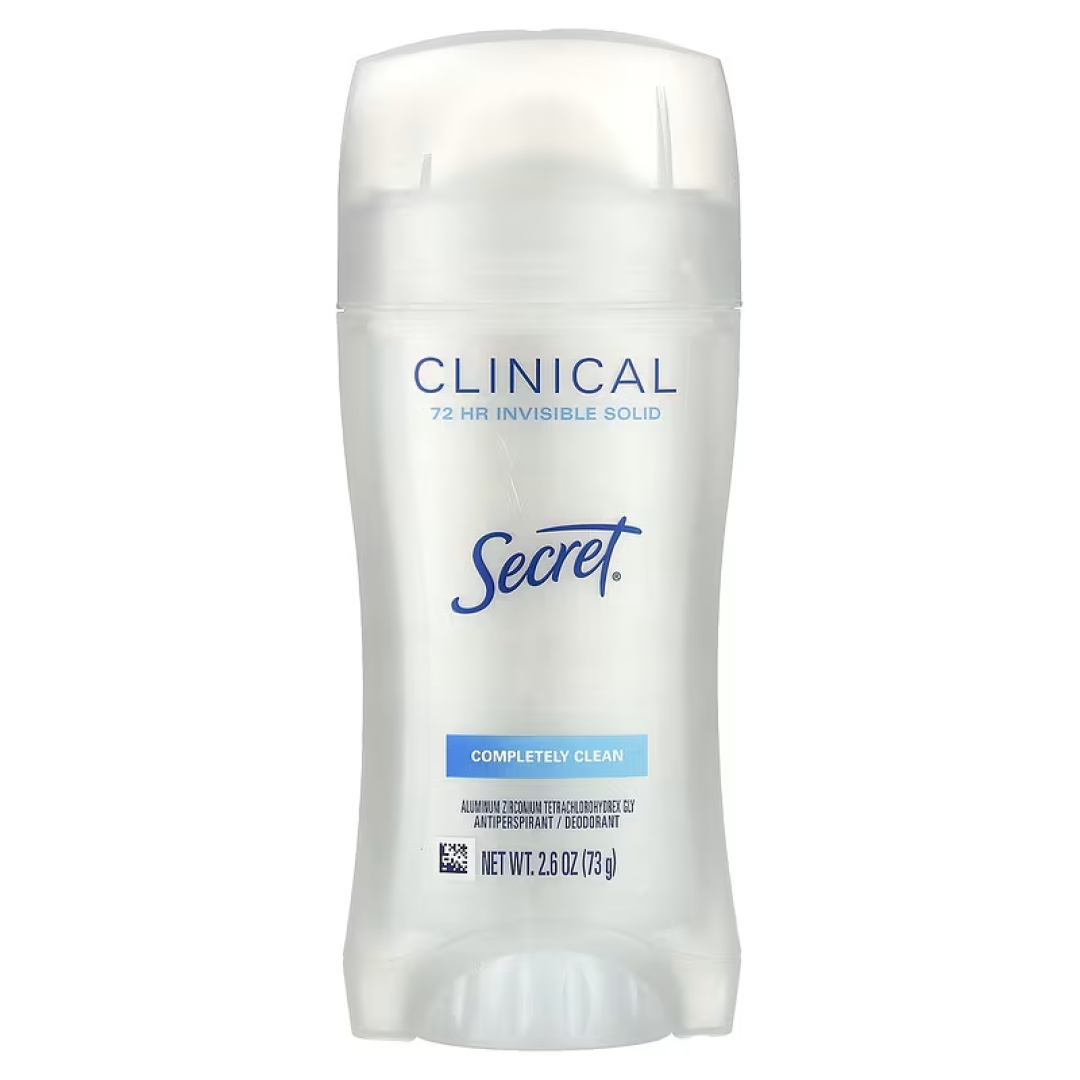 Дезодорант-антиперспірант для жінок Secret, Clinical 72 HR Invisible Solid Deodorant, Completely Clean, 73 г