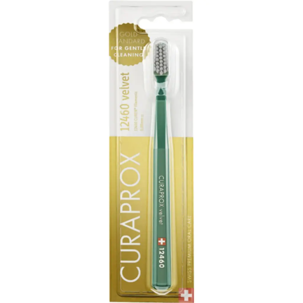 Зубна щітка Curaprox екстра м'яка CS 12460 Velvet зелена з сірим