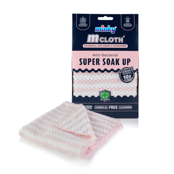 Мікрофібра супер поглинаюча антибактеріальна рожева Minky Cloth Anti Bacterial Super Soak Up 32 х 32 см