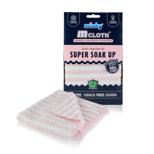 Мікрофібра супер поглинаюча антибактеріальна рожева Minky Cloth Anti Bacterial Super Soak Up 32 х 32 см