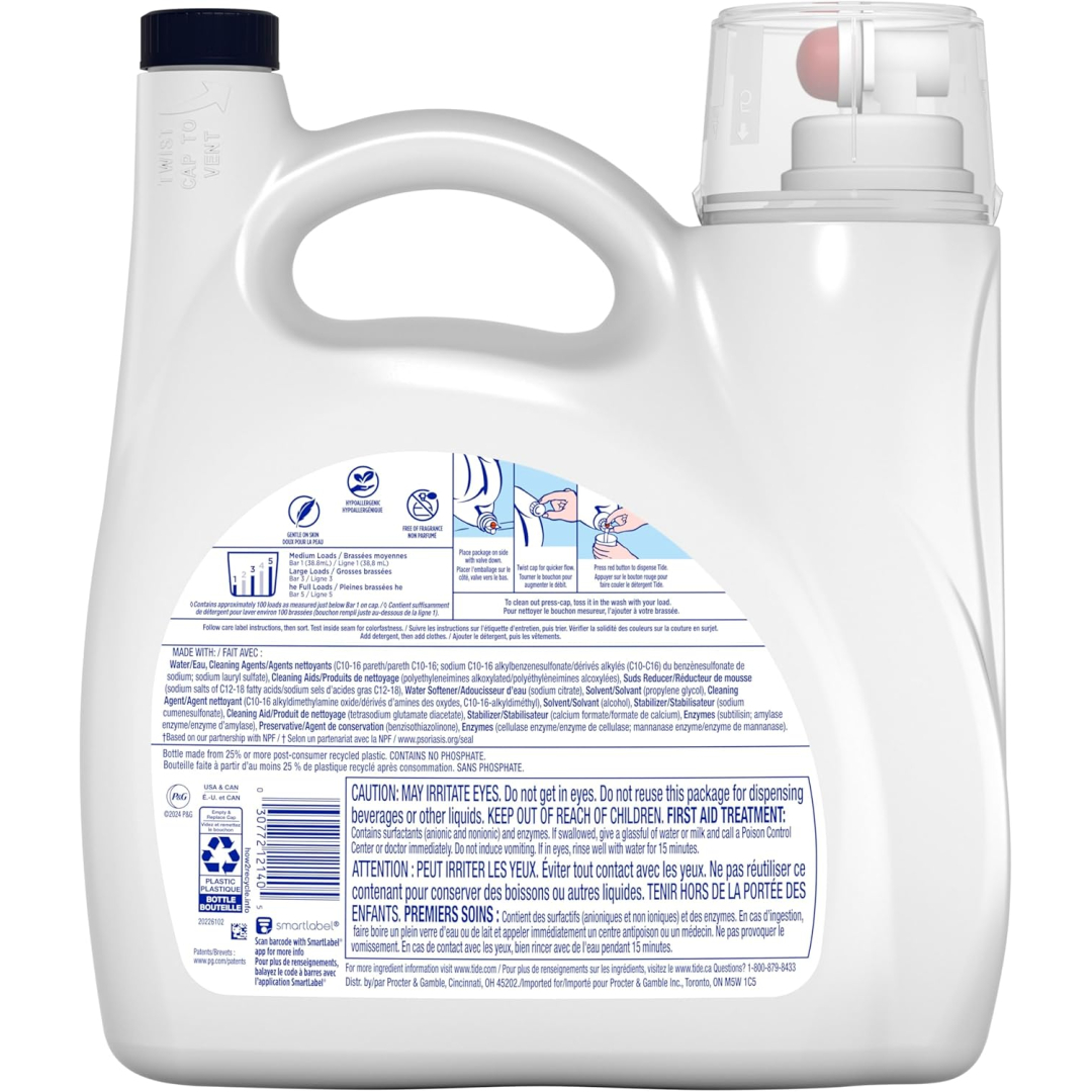 Рідина для прання Tide Free And Gentle Без аромату (100 прань), 3,9 л 