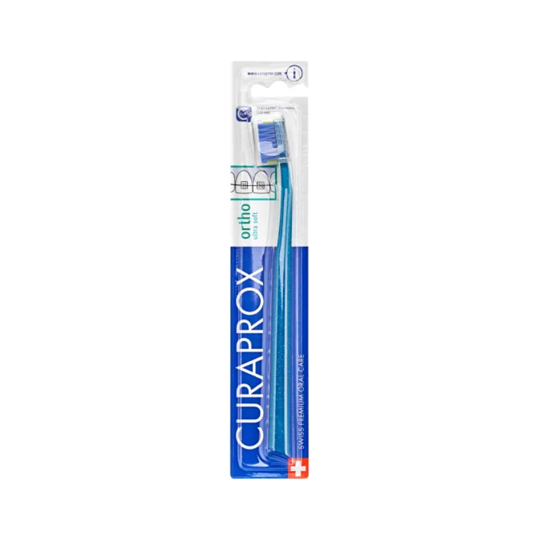 Зубна щітка для брекетів Curaprox CS Ultra Soft ORTHO з заглибленням Синя з блакитним