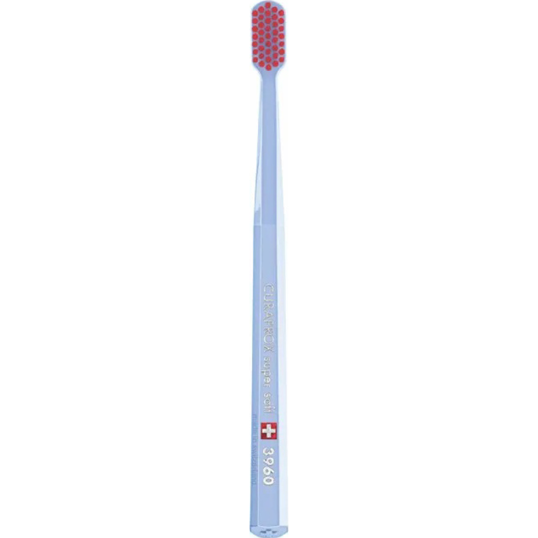 Зубна щітка Curaprox CS 3960 Super Soft супер м'яка Світло блакитна з червноним