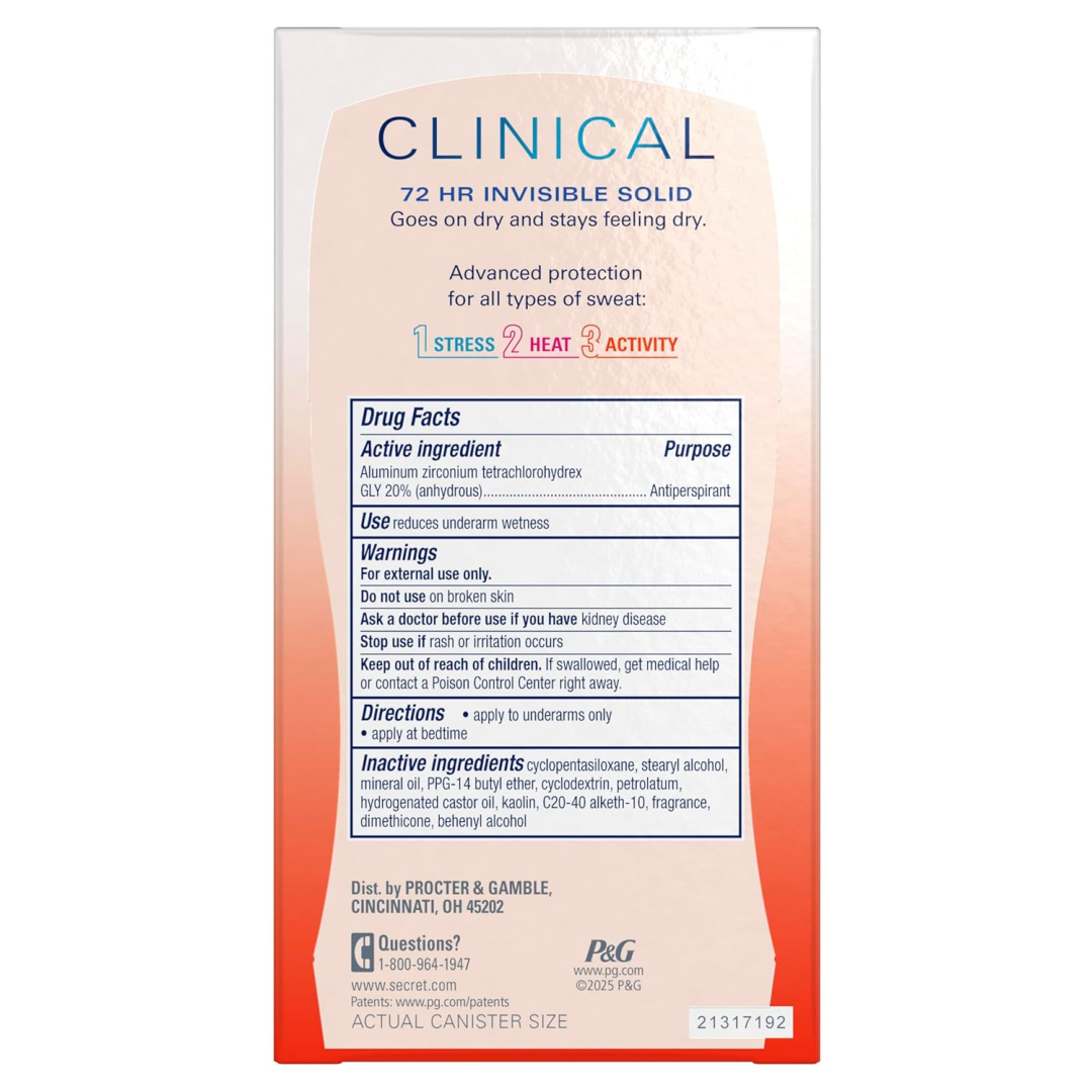Дезодорант-антиперспірант твердий для жінок Secret Clinical Strength з ароматом кавуна, 45 г