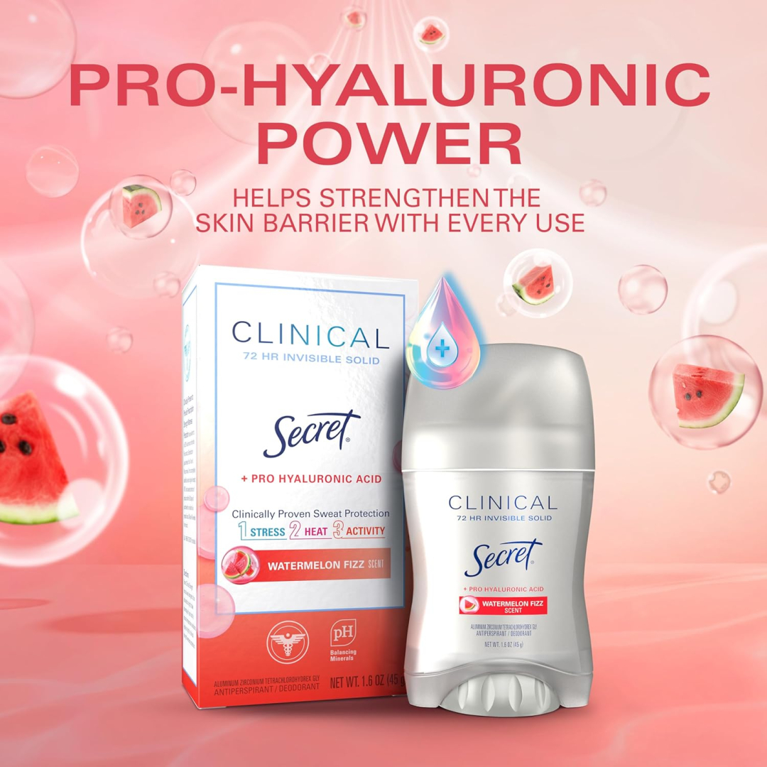 Дезодорант-антиперспірант твердий для жінок Secret Clinical Strength з ароматом кавуна, 45 г