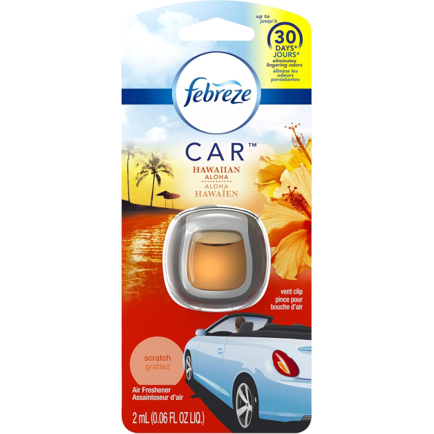 Освіжувач повітря в авто Febreze Odor Clear для вентиляційних отворів автомобіля гавайський алоха, 2 мл