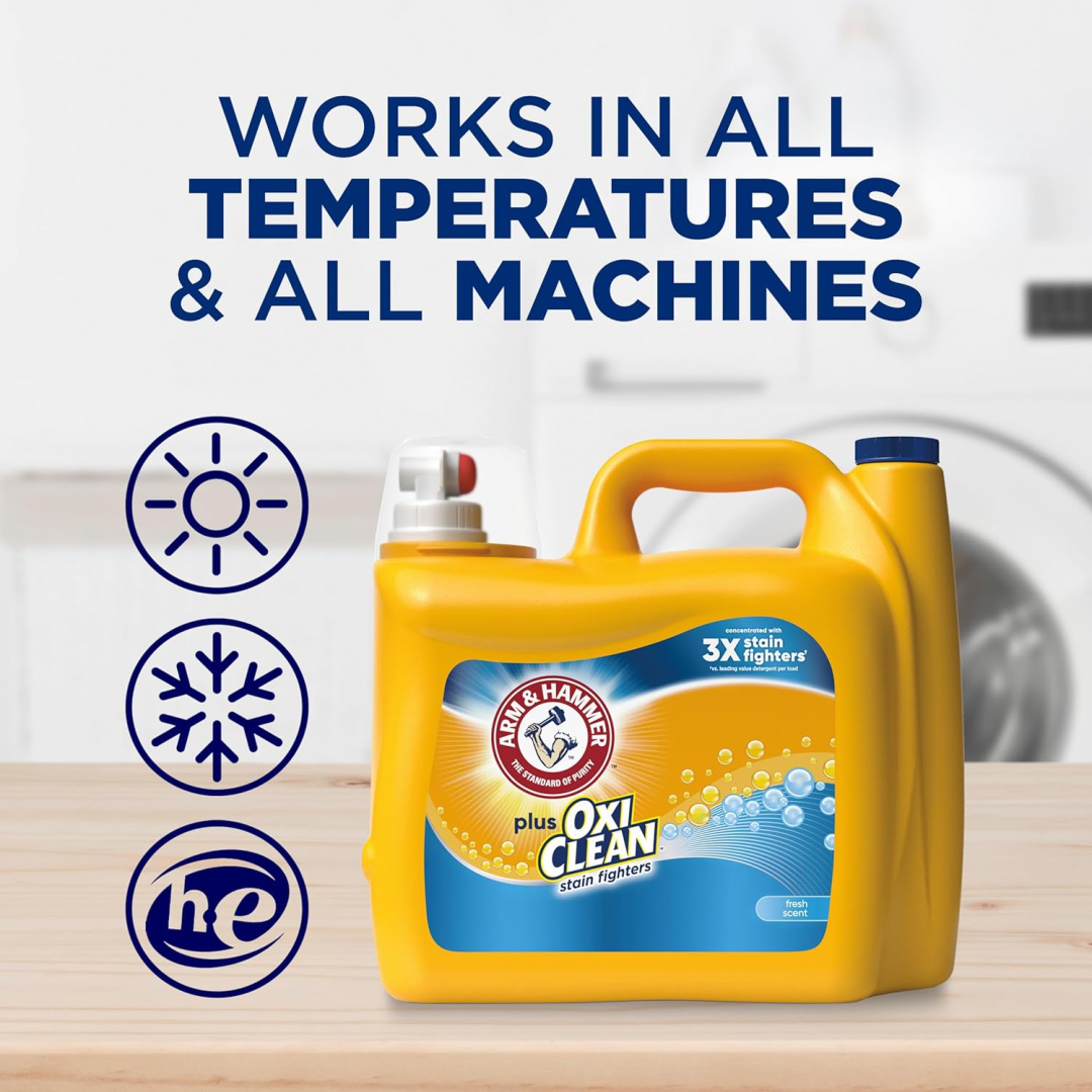 Рідкий засіб для прання  ARM & HAMMER Plus OxiClean (128 прань) 4,92 л