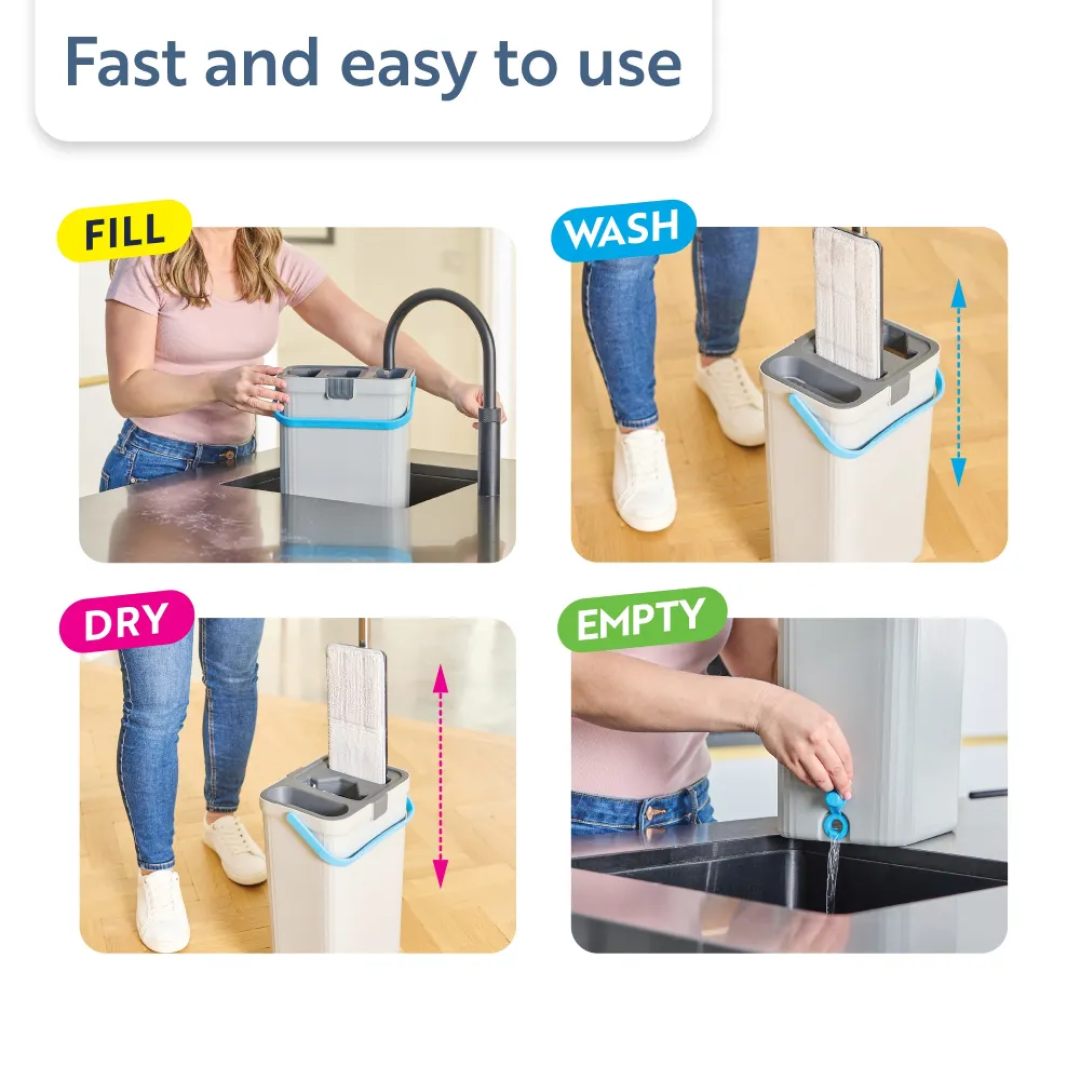 Швабра Minky Opti-Clean Flat Mop набір відро + швабра, 1 шт