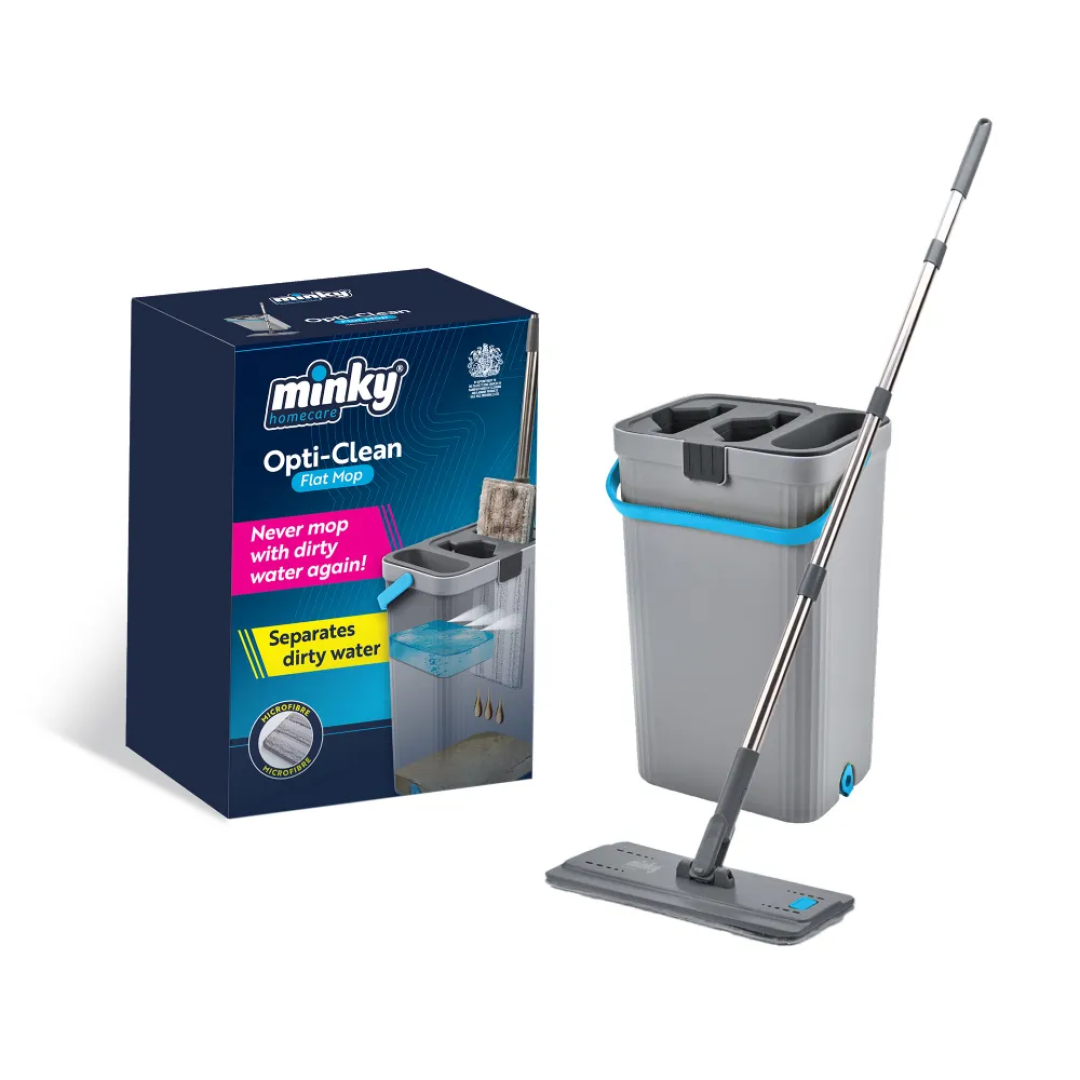 Швабра Minky Opti-Clean Flat Mop набір відро + швабра, 1 шт