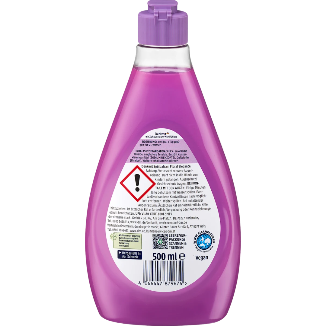 Засіб для миття посуду Denkmit Бальзам Квіткова Елегантність, 500 мл