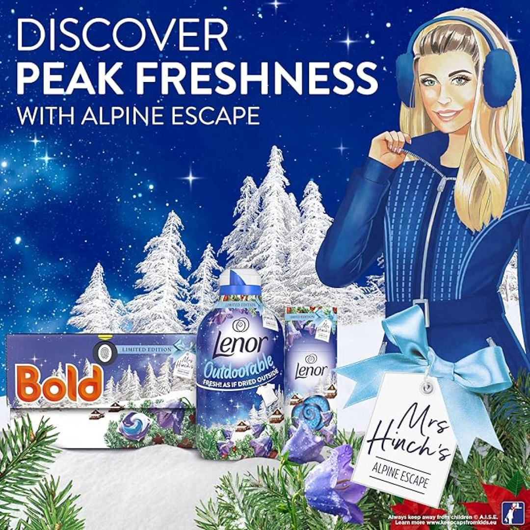 Гранульований кондиціонер з ароматом блакитних дзвіночків та лісових ягід Lenor Bluebells & Wild Berries Mrs Hinch’s Alpine Escape Limited Edition, 155 г
