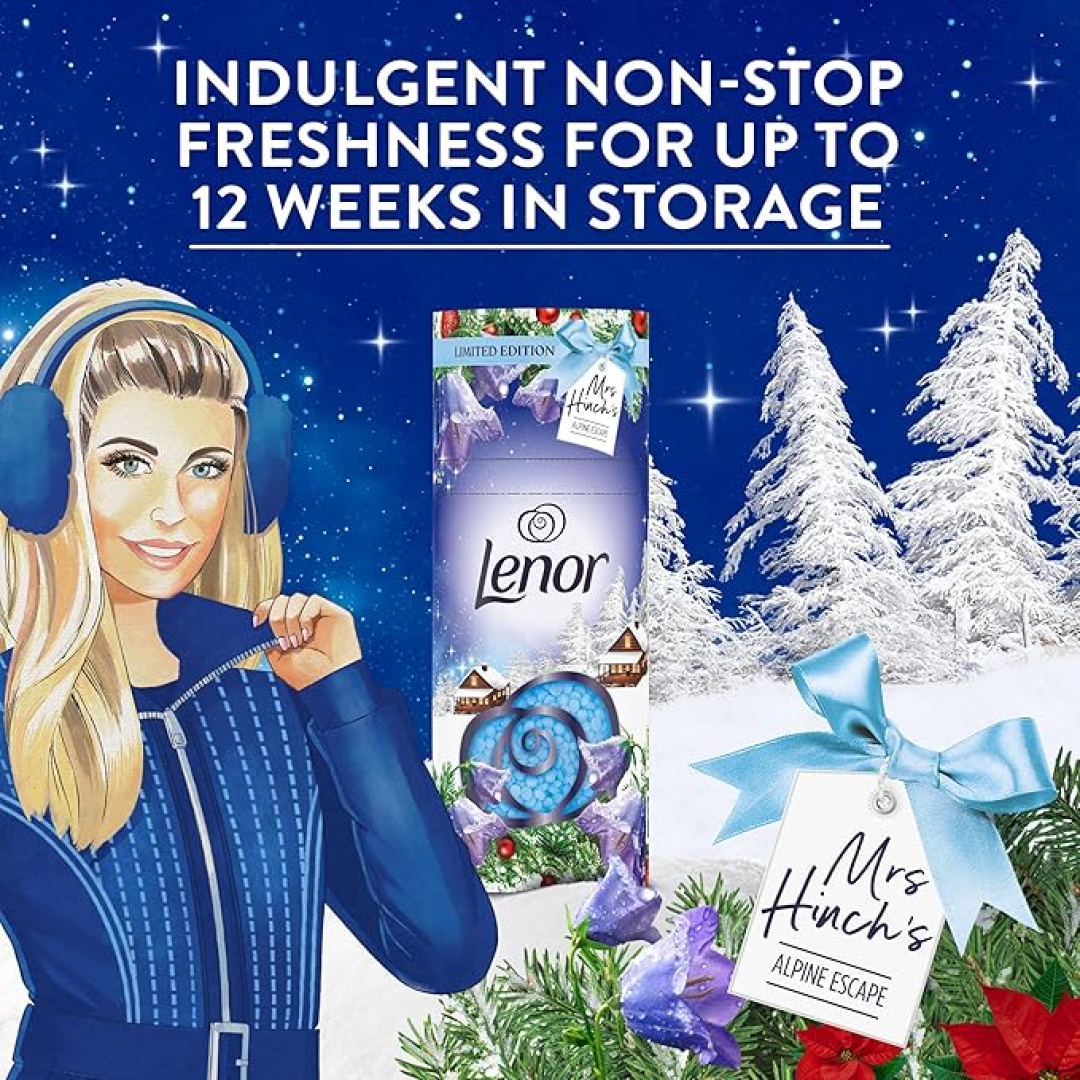 Гранульований кондиціонер з ароматом блакитних дзвіночків та лісових ягід Lenor Bluebells & Wild Berries Mrs Hinch’s Alpine Escape Limited Edition, 155 г