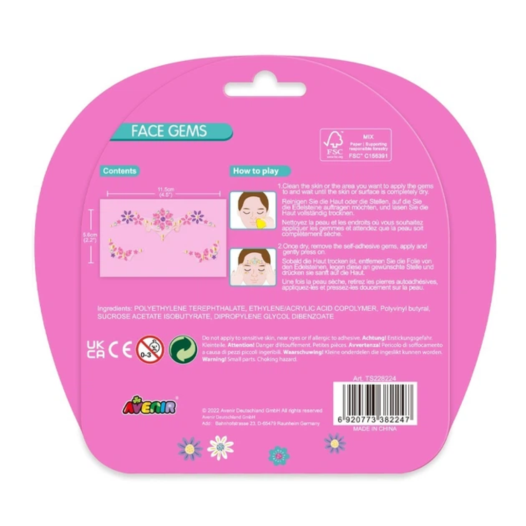 Набір наліпок на обличчя AVENIR, діамантові стрази "Квіточка"