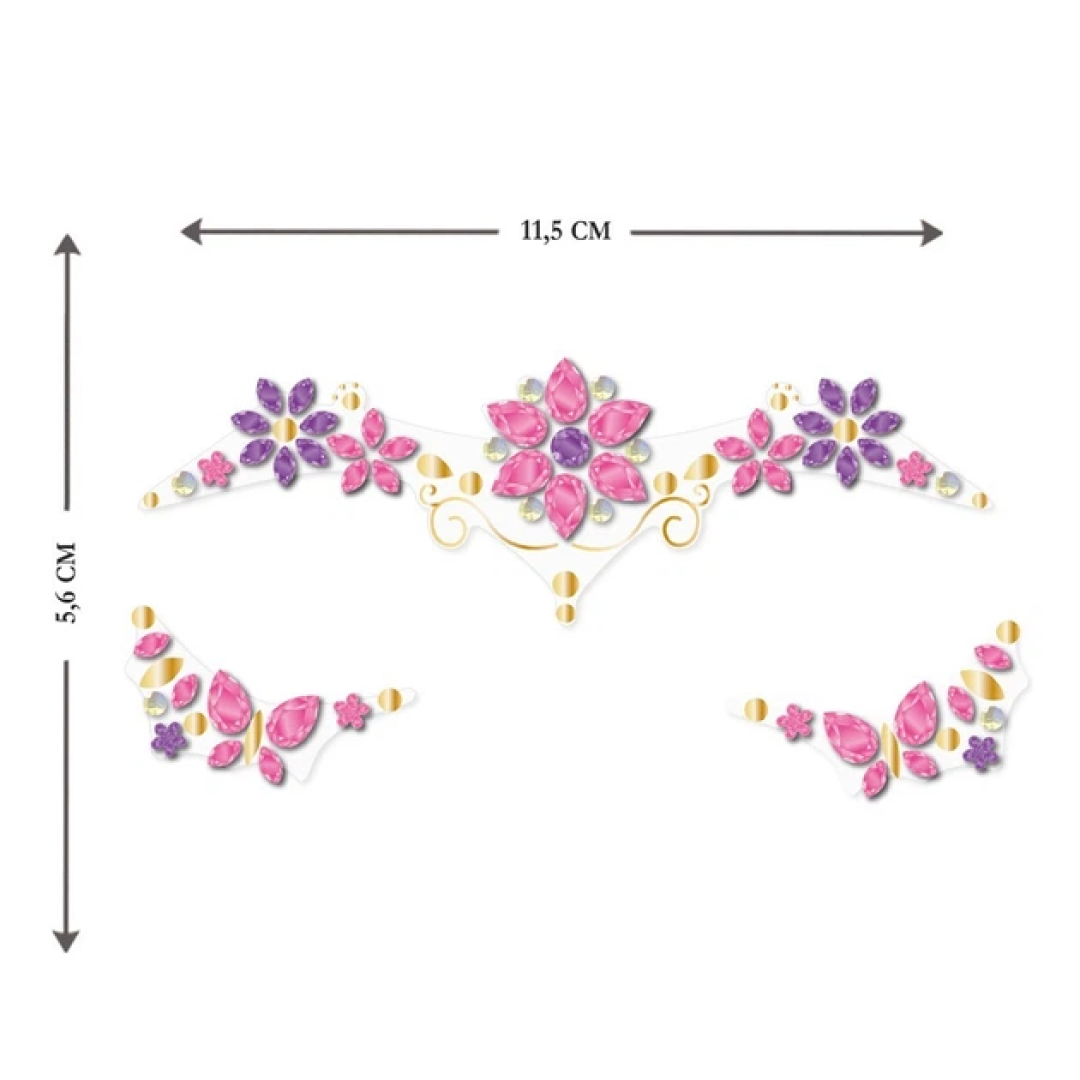 Набір наліпок на обличчя AVENIR, діамантові стрази "Квіточка"