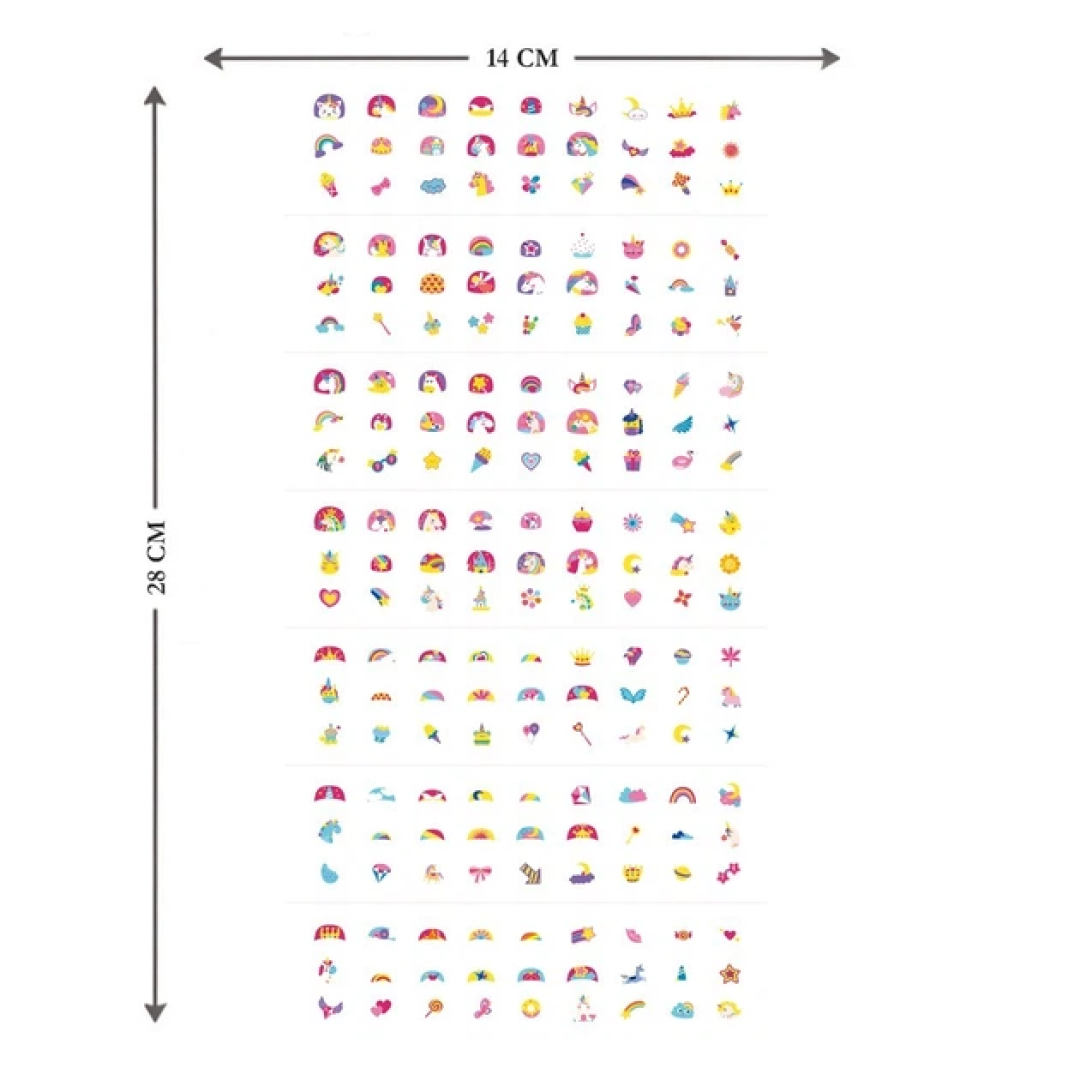 Набір наліпок на тіло та нігті AVENIR "Єдинороги", 260 наліпок