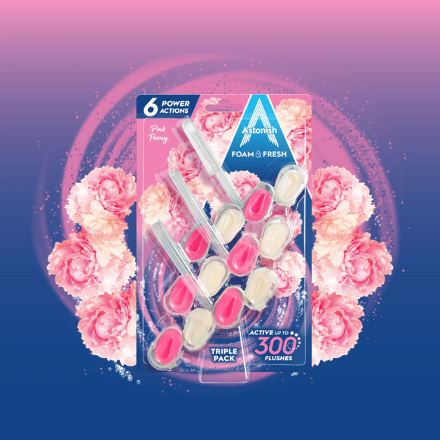 Блоки для чищення унітазів Astonish з ароматом півонії, 3 шт