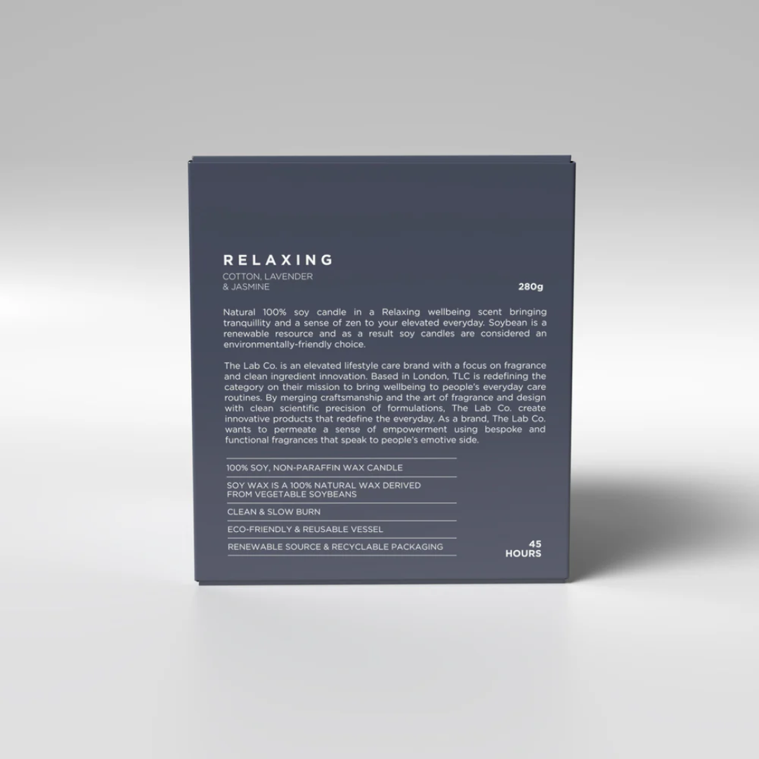 Розслаблююча свічка зі 100% соєвого воску THE LABCO. Relaxing 100% Soy Wax Candle, 280 г