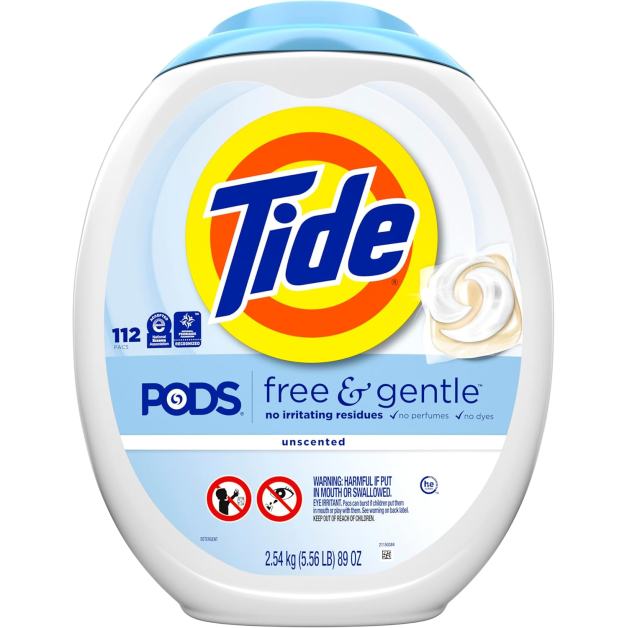 Капсули для прання гіпоалергенні Tide Unscented Free & Gentle 3 в 1, 112 шт