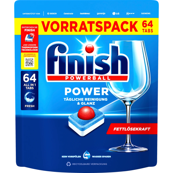 Капсули для посудомийних машин FINISH Powerball, 64 шт