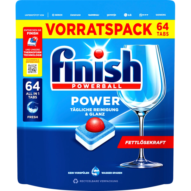 Капсули для посудомийних машин FINISH Powerball, 64 шт