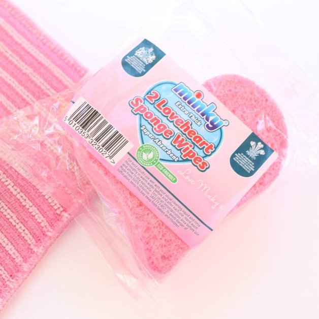 Рожева губка суперпоглинаюча для миття посуду Minky Pink Heart-Shaped Cellulose Cleaning Sponge Pack, 2 шт