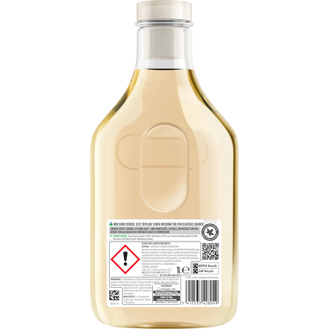 Рідкий засіб для прання ECOVER Sensitive Без аромату (28 прань), 1 л