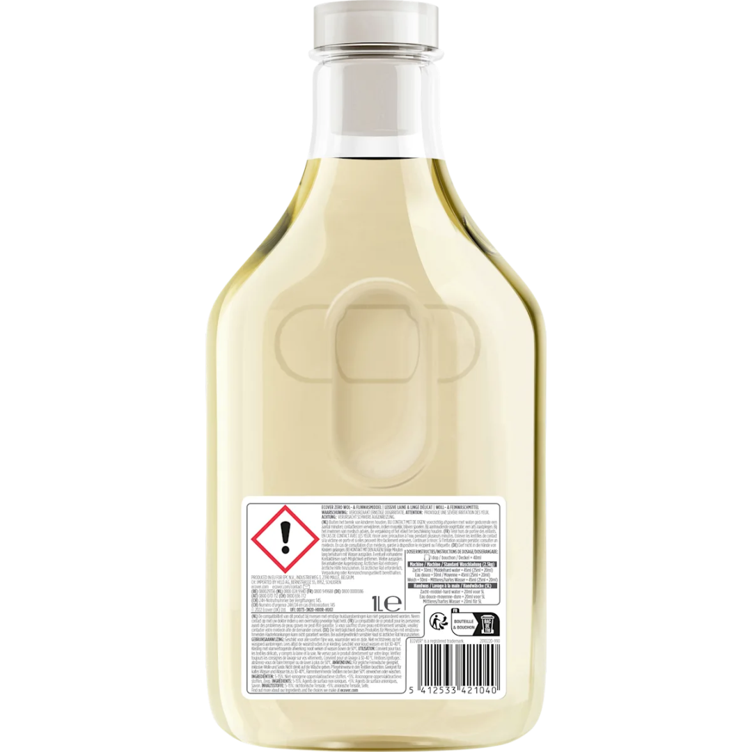 Рідкий засіб для прання вовни та делікатних тканин ECOVER Zero Без аромату (22 прання), 1 л