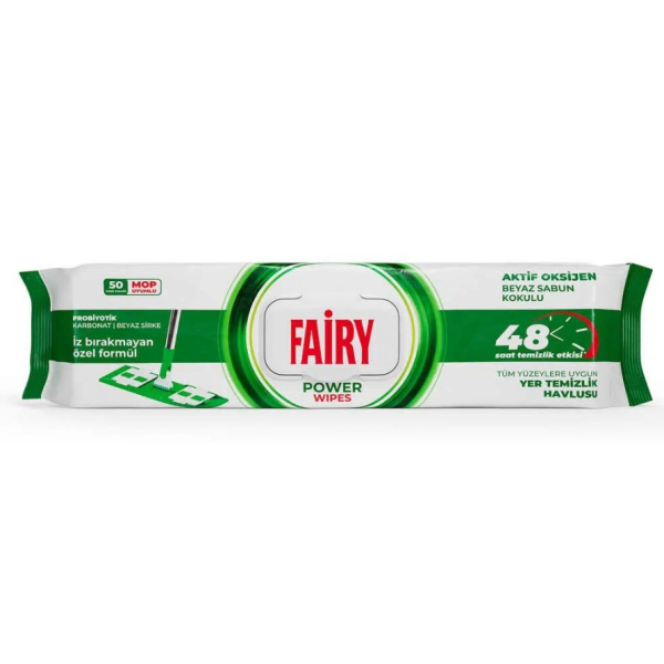 Серветки вологі для прибирання підлоги Fairy Power З ароматом білого мила, 50 шт