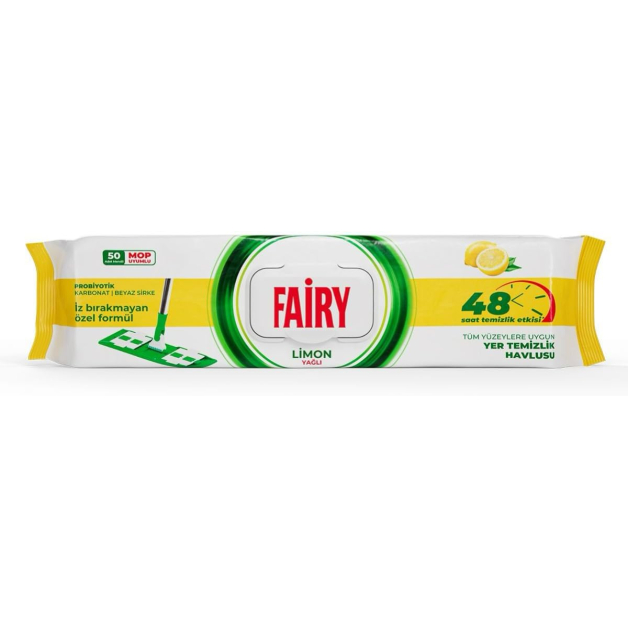 Серветки вологі для прибирання підлоги Fairy Power з ароматом лимону, 50 шт