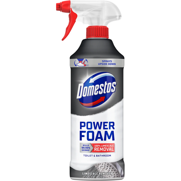 Спрей-піна для чищення унітазу та ванної Domestos Power Foam для видалення вапняного нальоту, 435 мл