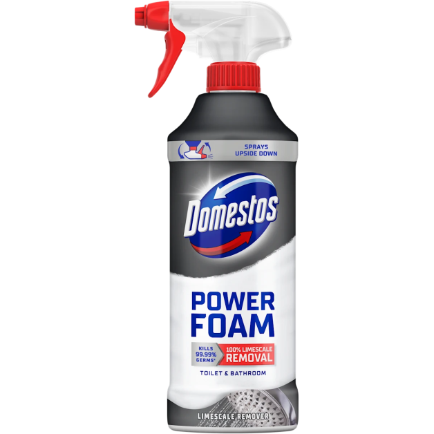 Спрей-піна для чищення унітазу та ванної Domestos Power Foam для видалення вапняного нальоту, 435 мл
